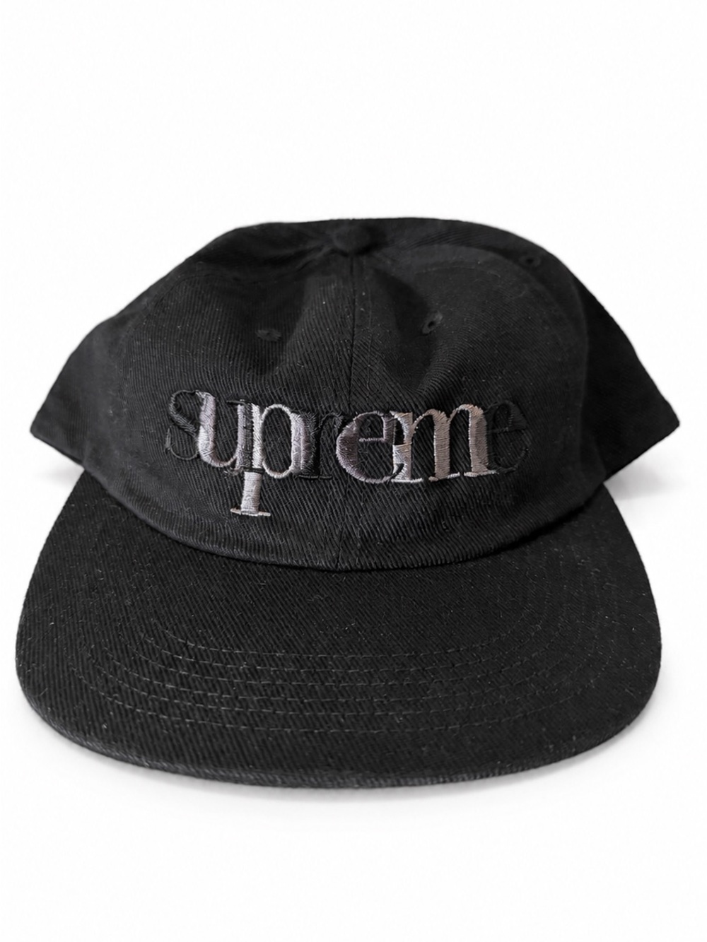 Supreme Overlap 6 Panel Black SS17 Deadstock Snapback Hat